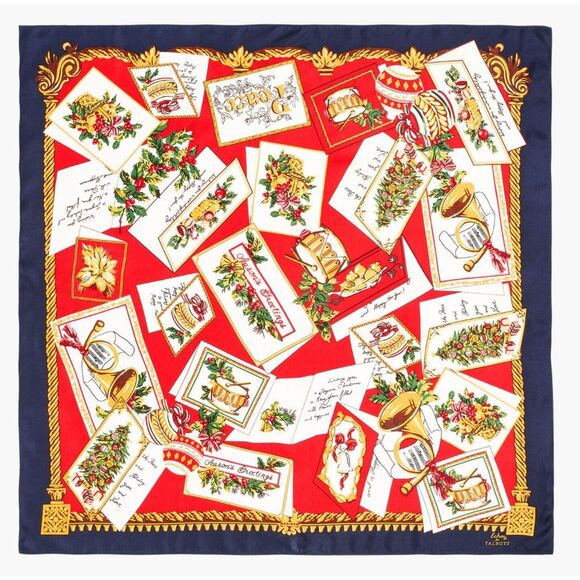 Echo for Talbots 100% Silk Holiday Festive Scarf Square‎ NWT - Picture 1 of 4